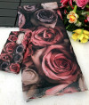Multi fancy floral digital printed soft chiffon saree with siroski stone work border