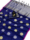 Royal blue color banarasi silk weaving jacquard saree with rich pallu
