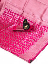 Pink color soft banarasi silk saree with silver zari weaving work