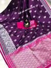Magenta color banarasi silk weaving jacquard saree with rich pallu