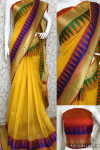 Yellow color manipuri jecquard work saree with exclusive temple border