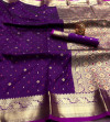 Purple color soft silk saree with zari work