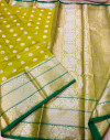 Mehndi green color lichi silk saree with silver zari work