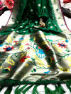 Green color  pure paithani silk saree with zari work