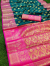 Green color banarasi soft silk saree with rich pallu
