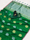 Green color banarasi silk weaving jacquard saree with rich pallu