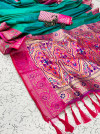 Rama green color soft banarasi silk saree with golden and silver zari work