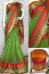 Green color manipuri jecquard work saree with exclusive temple border