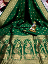 Green color soft  banarasi silk saree with golden zari weaving work