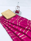 Pink color satin silk saree with floral print