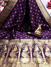Magenta color soft banarasi silk saree with golden zari weaving work