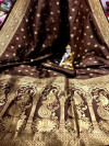 Coffee color soft banarasi silk saree with golden zari weaving  work