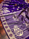Violet color soft banarasi silk saree with golden zari weaving  rich pallu