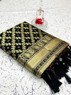 Black color banarasi weaving silk saree with beautiful tassel