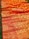 Orange color banarasi soft silk saree with rich pallu