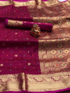 Pink color soft silk saree with zari work