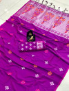 Purple color lichi silk saree with zari weaving rich pallu