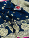 Blue color banarasi silk jecquard work saree with rich pallu