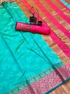 Firoji color soft cotton saree with weaving border