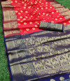 Red color banarasi soft silk saree with rich pallu