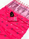 Pink color lichi silk saree with zari weaving rich pallu