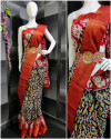 Black color soft cotton saree with zari border & Hip belt