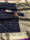 Navy blue color soft silk saree with zari work