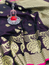 Magenta color banarasi silk jecquard work saree with rich pallu