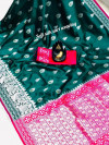 Rama green color banarasi silk weaving jacquard saree with rich pallu