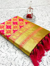 Pink color banarasi weaving silk saree with beautiful tassel