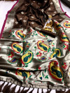 Coffee color paithani silk saree with contrast minakari work
