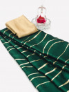 Green color satin silk saree with floral print