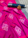 Rani pink color soft  lichi silk saree with zari weaving work