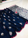 Navy blue color banarasi silk jacquard weaving saree with rich pallu