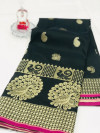 Black color banarasi silk jecquard work saree with rich pallu