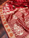 Red color soft banarasi silk saree with golden zari weaving  rich pallu