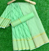 Green color soft kota doriya saree with leriya print