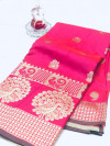 Pink color banarasi silk jecquard work saree with rich pallu