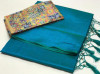 Firoji color plain soft silk saree