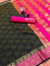 Black color soft cotton saree with weaving border