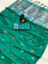 Rama green color lichi silk saree with zari weaving rich pallu