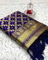 Purple color banarasi weaving silk saree with beautiful tassel