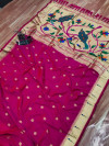 Pink color paithani silk saree with zari weaving attractive pallu