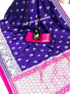 Purple color banarasi silk weaving jacquard saree with rich pallu