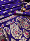 Purple color banarasi silk saree with golden zari & rich pallu