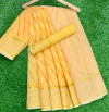 Yellow color soft kota doriya saree with leriya print