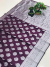 Magenta color soft cotton silk weaving saree with silver zari work