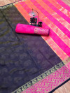 Magenta color soft cotton saree with weaving border