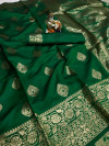 Green color banarasi soft silk saree with rose gold zari weaving work
