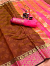 Coffee color soft cotton saree with weaving border